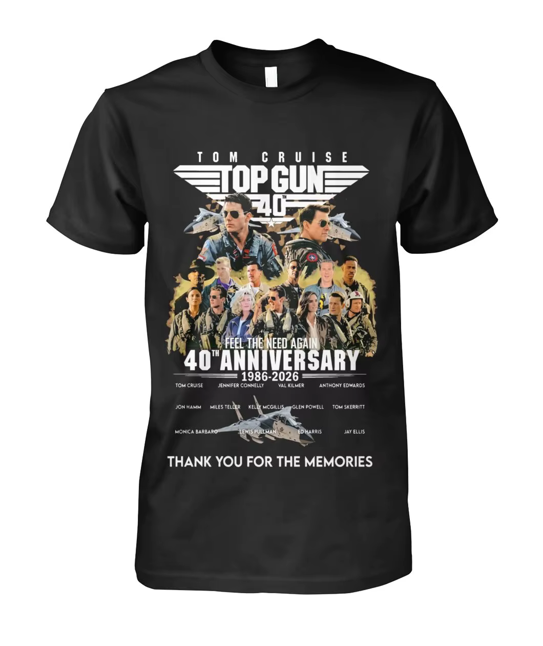 T-shirt unisexe en coton 100% avec graphiques du film Top Gun 40ème anniversaire, T-shirt décontract