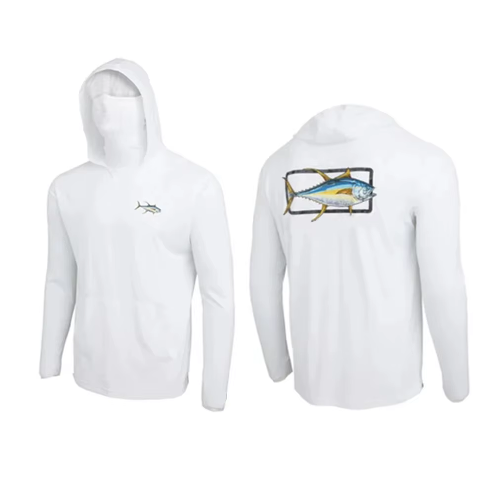 T-shirt de pêche 2026 avec capuche UPF 50+, équipement de plage, sweats à capuche, cache-visage, spo