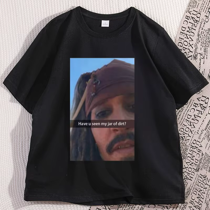 Drôle capitaine Jack Sparrow t-shirt hommes coton à manches courtes graphique t-shirts humoristique 