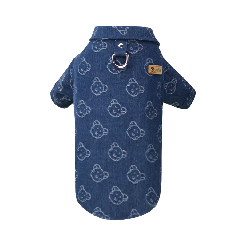 Chemise en Jean pour animaux de compagnie, imprimé ours et papillon, veste pour chien, Chihuahua, bo