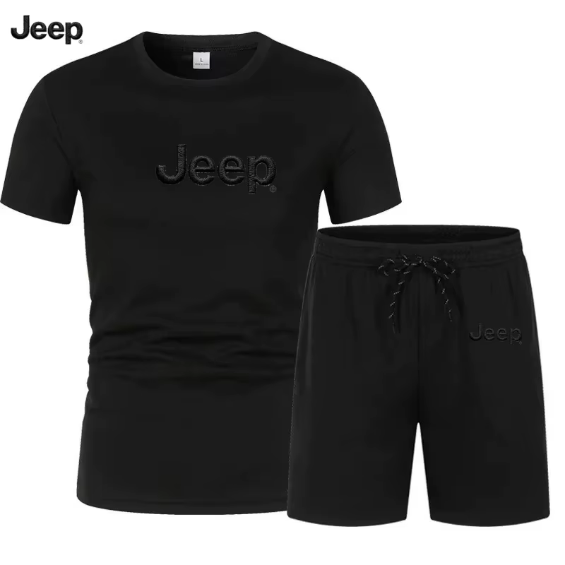 JEEP – ensemble deux pièces de vêtements de sport pour hommes, chemise et Short à manches courtes av