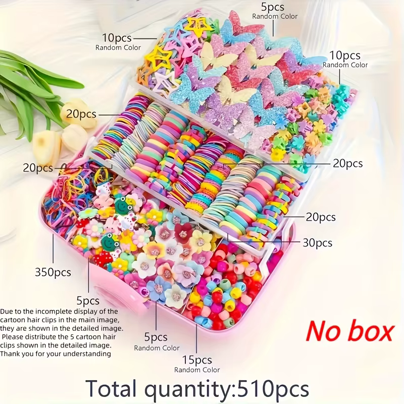 Ensemble de 510 pièces d'accessoires pour nœuds colorés, fleurs et petites étoiles – un joli ensembl