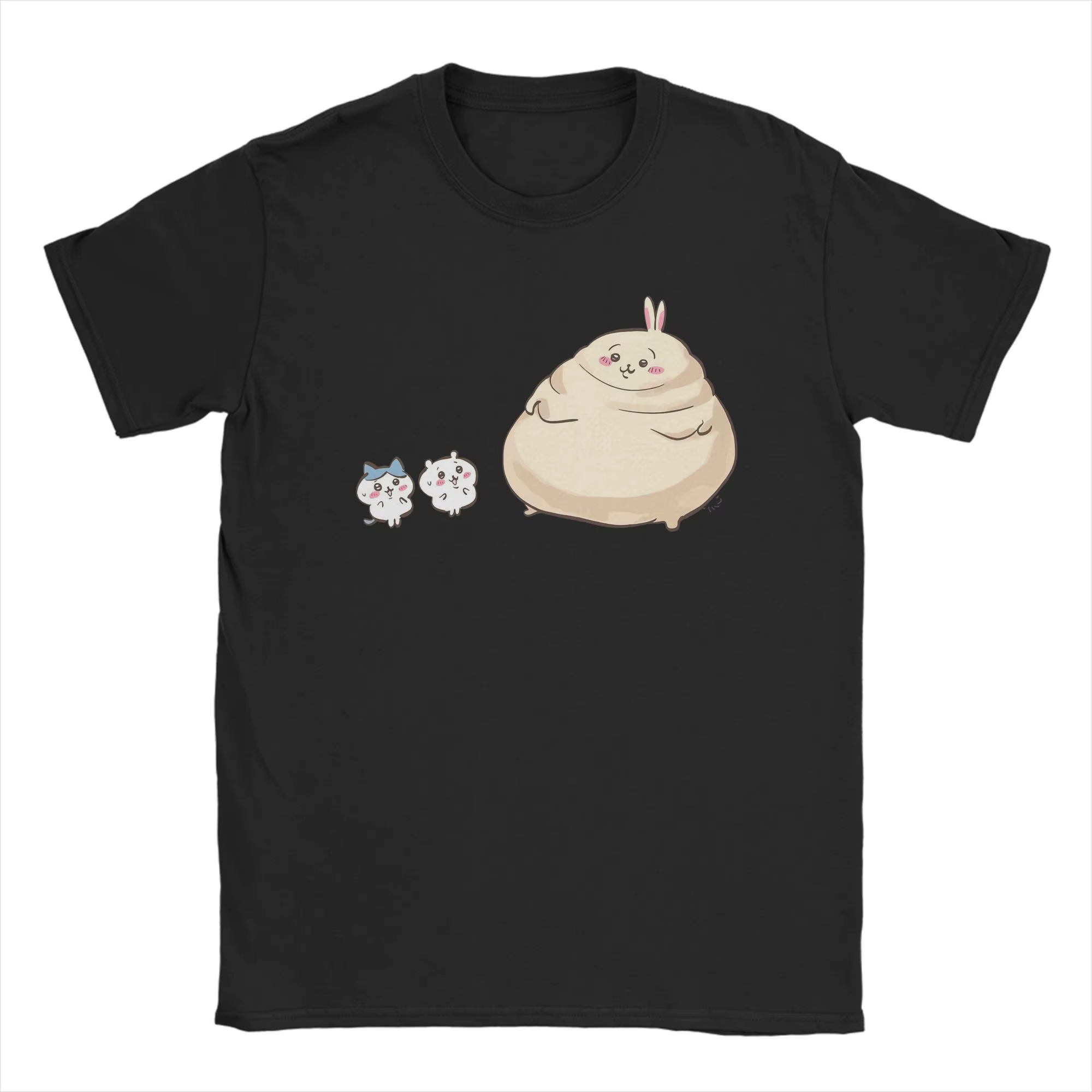 T-shirt pour hommes Chiikawas Usagi Hachiware, 100% coton, hauts décontractés à manches courtes, col