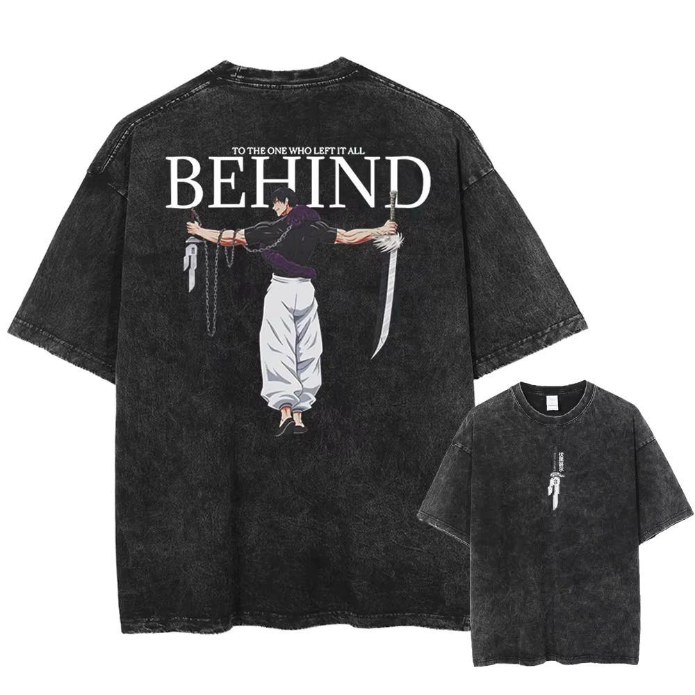 T-shirt imprimé Anime Jujutsu Kaisen Fushiguro Toji 2026 pour hommes et femmes, T-shirt délavé de ha