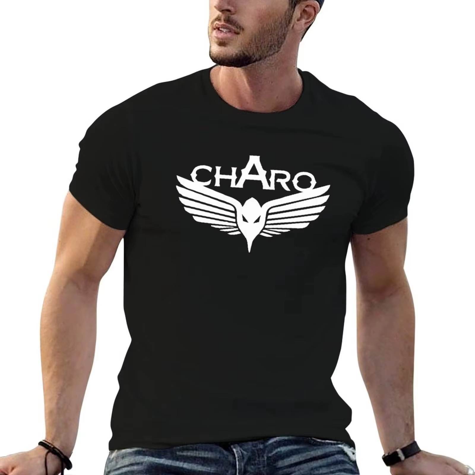 T-shirt unisexe en coton à manches courtes avec logo Charo Niska Wing, style streetwear décontracté 