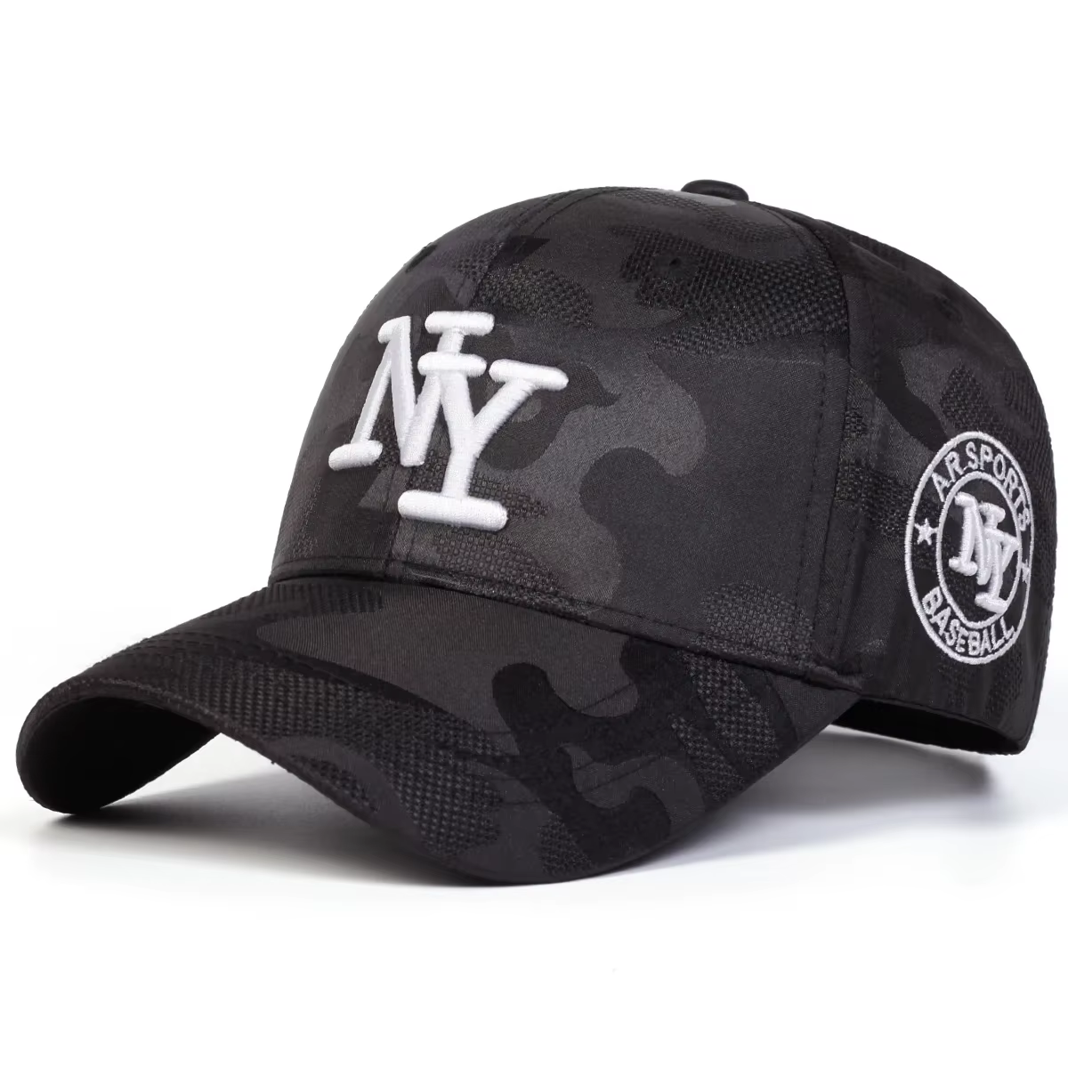 Casquette de baseball camouflage noire pour hommes et femmes, réglable, respirante, chapeau de solei