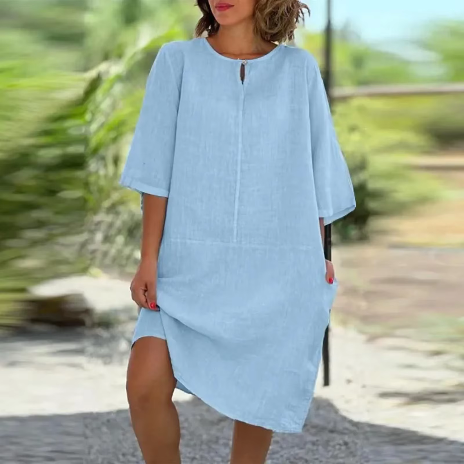 Robe d'été décontractée en coton et lin pour femmes, vêtements de mode Y2k, streetwear vintage, conf