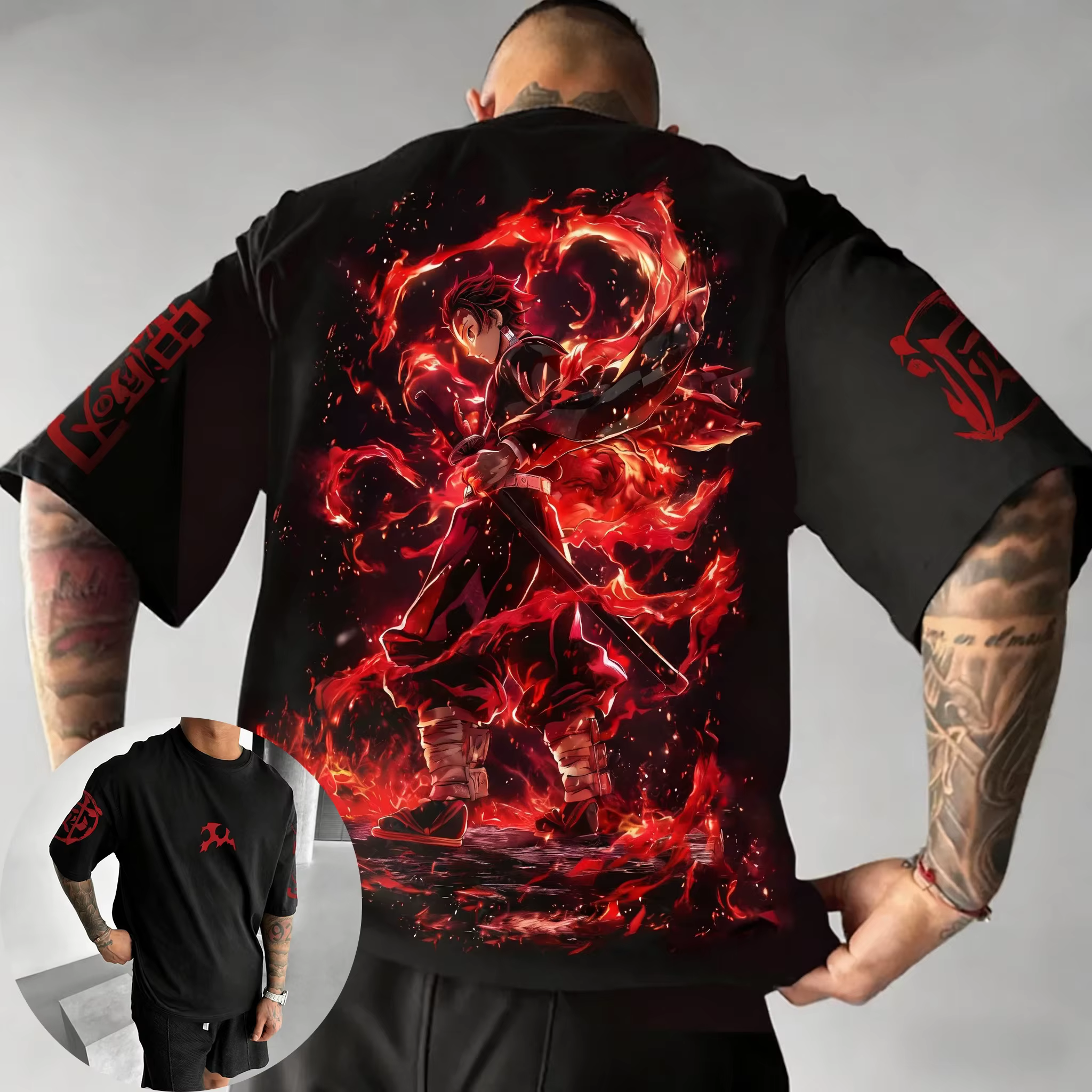 Demon Slayer Anime Co marque imprimé T-shirt été nouveaux hommes japonais Harajuku ample décontracté