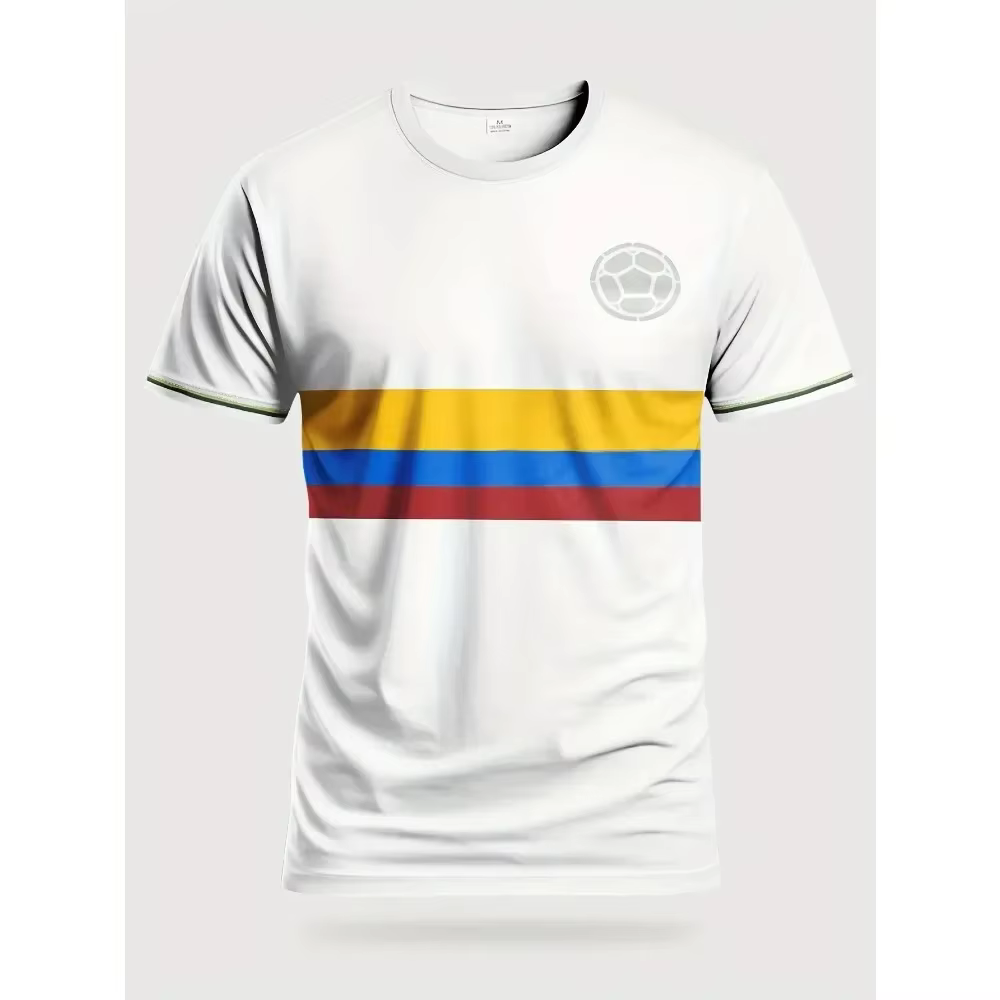 Maillot de football 3D Colombie pour homme – T-shirt de sport confortable et respirant pour l'entraî