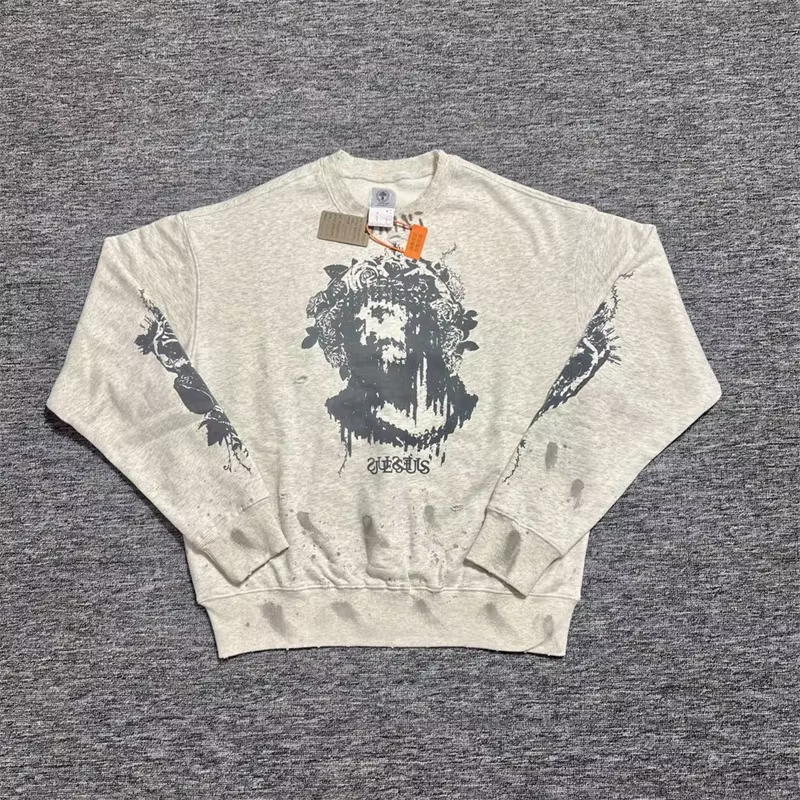 Saint hommes col rond sweat décontracté ample chaud pull à capuche vêtements de sport