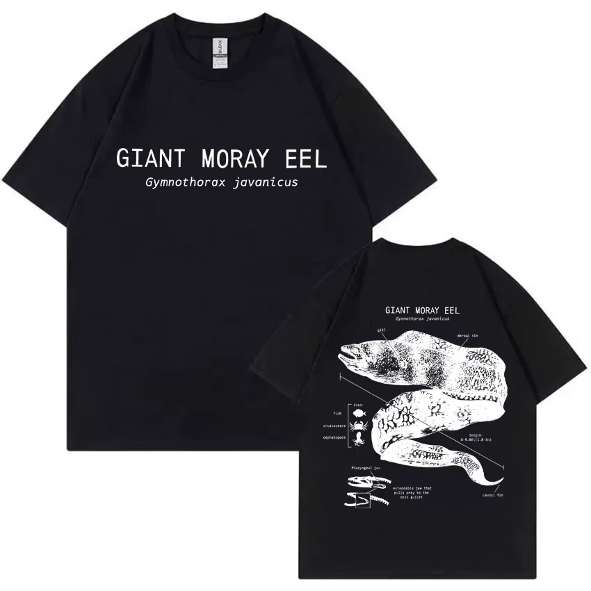 Animaux marins géant Moray anguille anatomie graphique T-shirt hommes femmes décontracté Vintage T-s