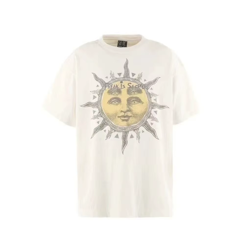 Saint été Vintage Rock lavé coton soleil visage imprimé haute rue décontracté ample surdimensionné à