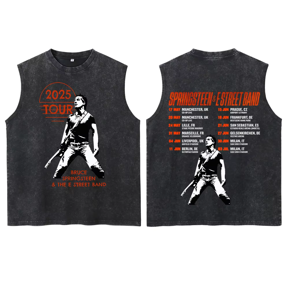 Bruce Springsteen et E Street 2025 Tour gilet délavé T-Shirt homme femme haut cadeau