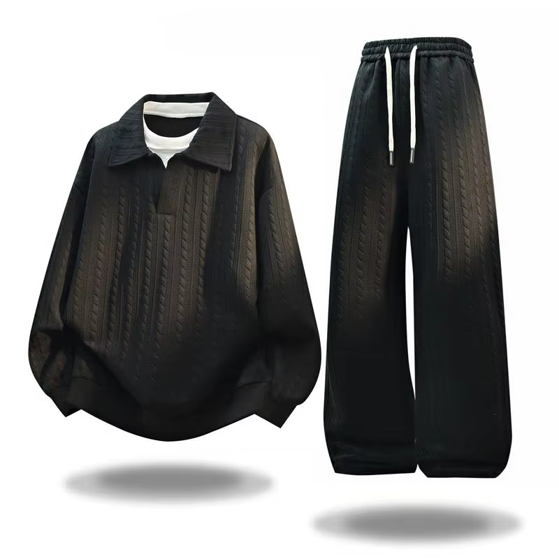 Ensemble de survêtement 2 pièces pour homme, grande taille, coupe ample, avec pantalon de jogging, t
