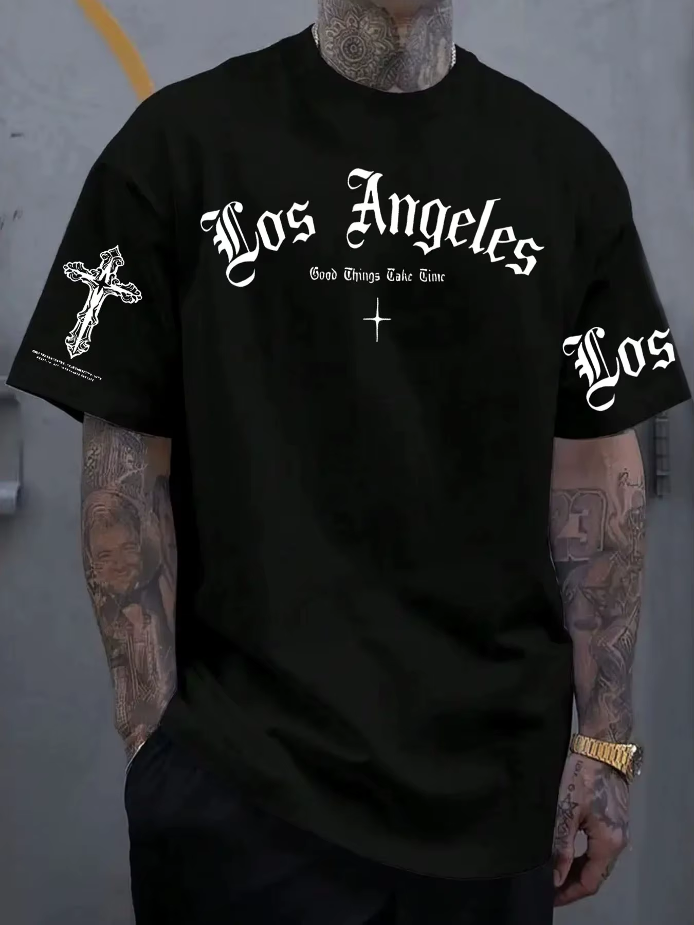 T-shirt en coton pour hommes de Los Angeles, style gothique, grunge, streetwear, hip hop, décontract