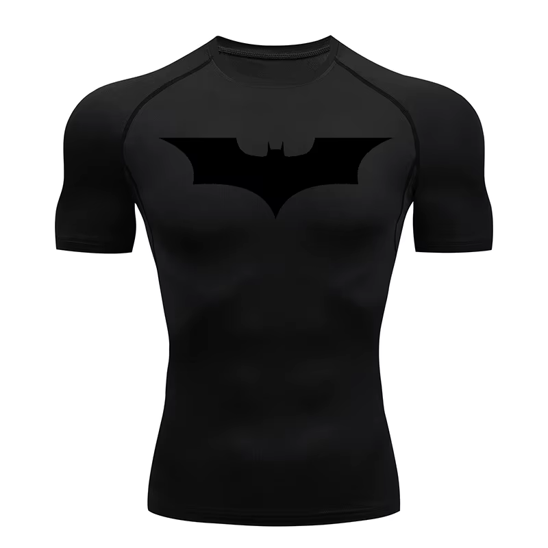 Chemises de Compression imprimées chauve-souris pour hommes, entraînement de gymnastique, course à p