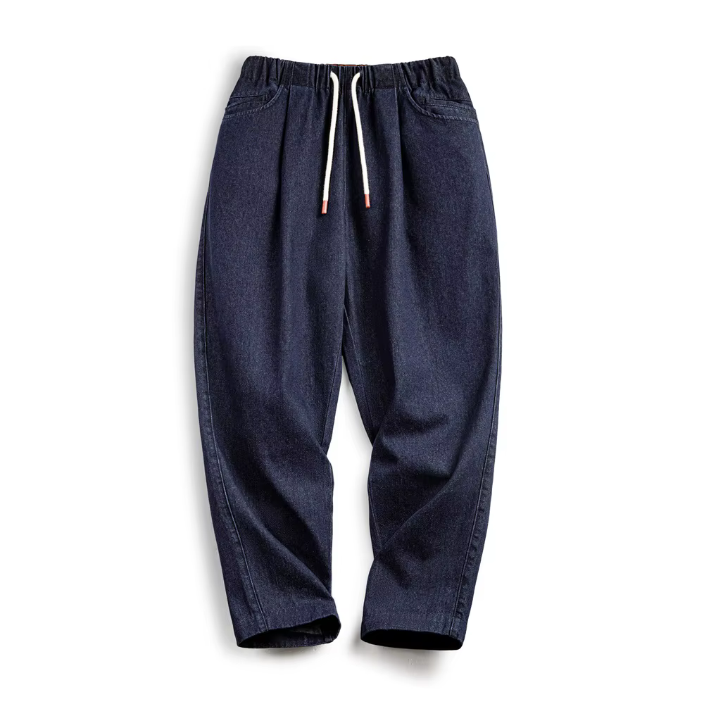 Jeans décontractés Maden 10oz Jogger en denim avec taille élastique et cordon de serrage, pantalon d