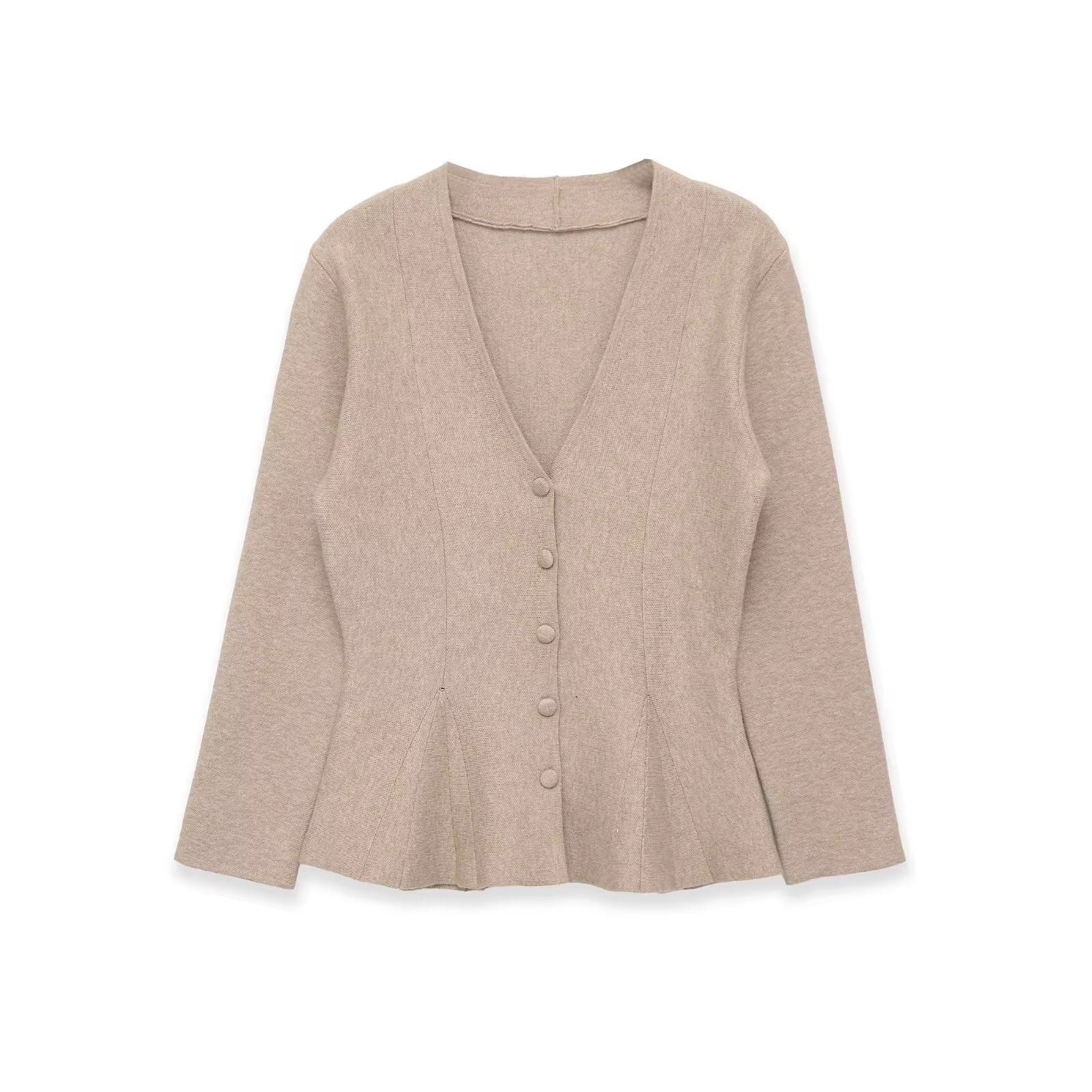 Jupe courte tricotée à col en V, longueur genou, couleur kaki, style streetwear pour femme, tendance