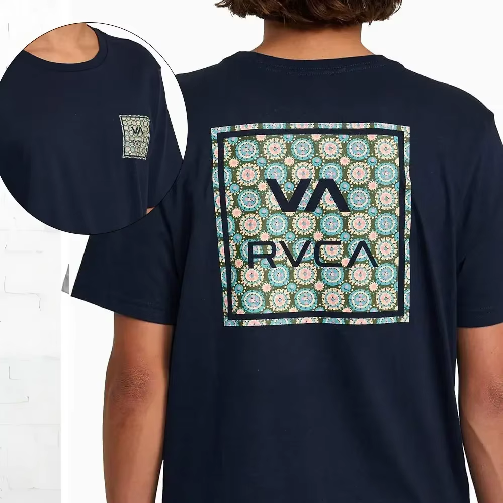 RVCA hommes graphique à manches courtes col rond t-shirt coton rétro rue mode hommes chemise à manch