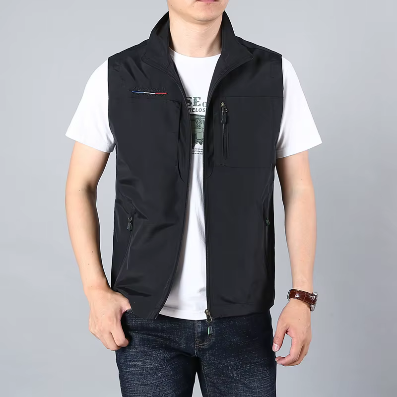 Été hommes escalade multi-poches gilets décontracté homme séchage rapide respirant maille sans manch