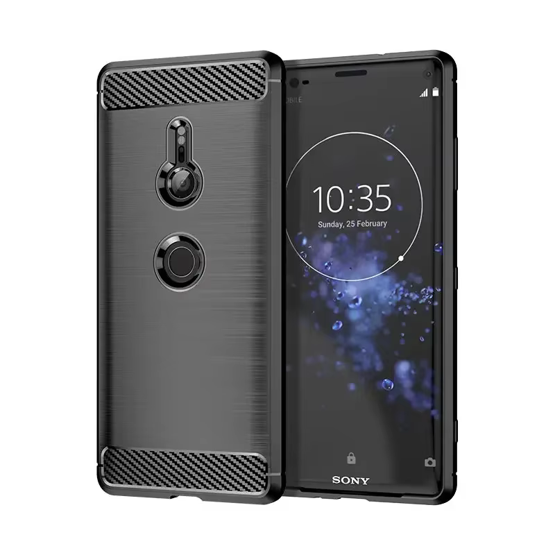Coque de téléphone en fibre de carbone Bergame, étui en TPU pour Sony Xperia XZ3 XZ2 Compact XZ1 Pre