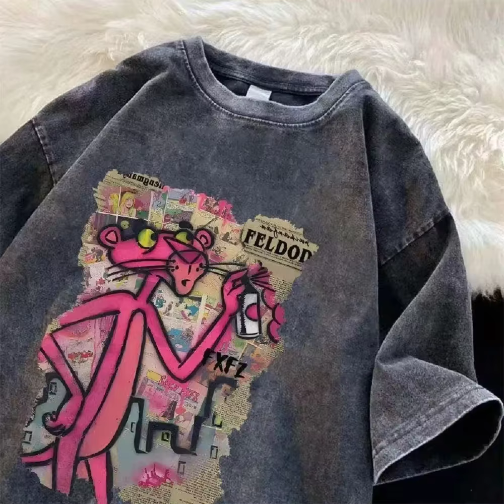 2025 T-shirt vintage lavage à l'eau pour hommes et femmes design rétro unique hip-hop décontracté ru