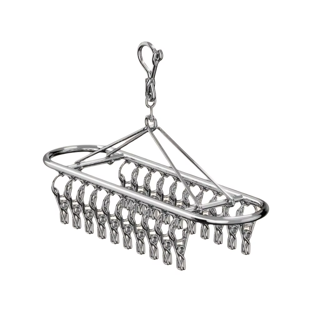 Séchoir à linge en acier inoxydable avec 20/30 pinces, support coupe-vent pour chaussettes et sous-v