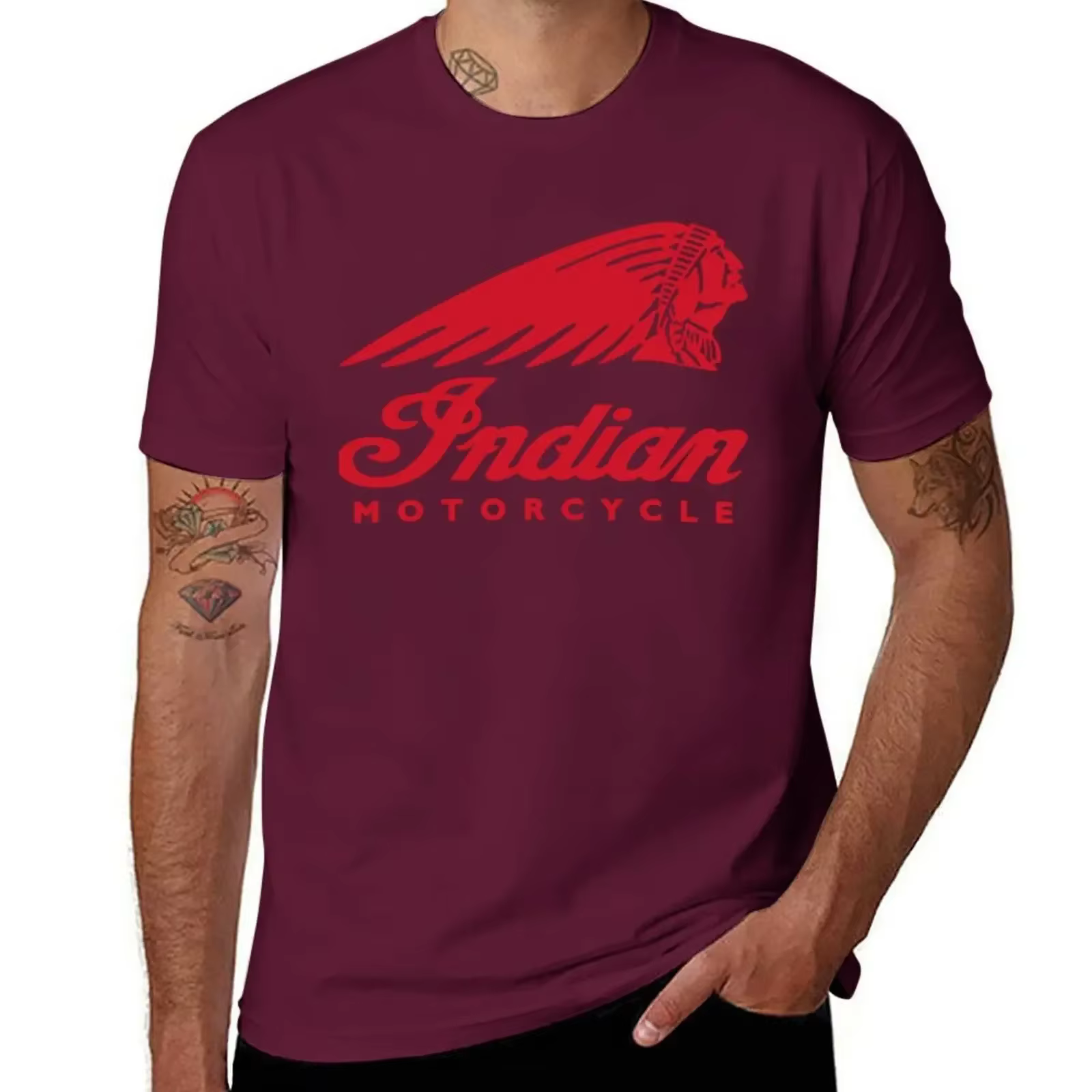 T-Shirt à Manches Courtes pour Homme, Haut avec Logo de Moto Indienne, Basket-Ball, Graphique, Scopi