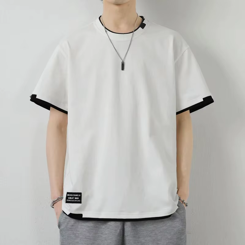 T-shirt décontracté en coton imprimé pour homme – Léger, coupe ample, col rond, manches courtes – Ha