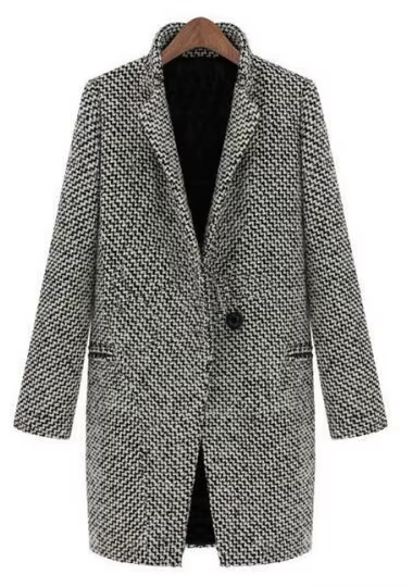 Manteau en laine pour femme, veste coupe-vent pied-de-poule, jambes européennes, grande taille, mant