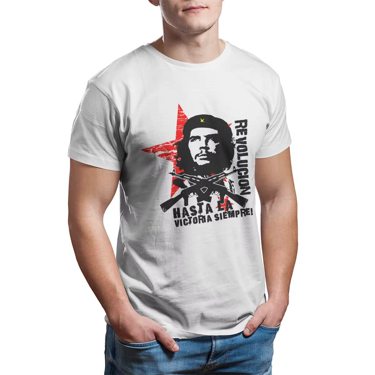 T-Shirt unisexe Revolucion Hasta La Victoria Siempre Che Guevara, 100% coton, vintage imprimé Tee Cl