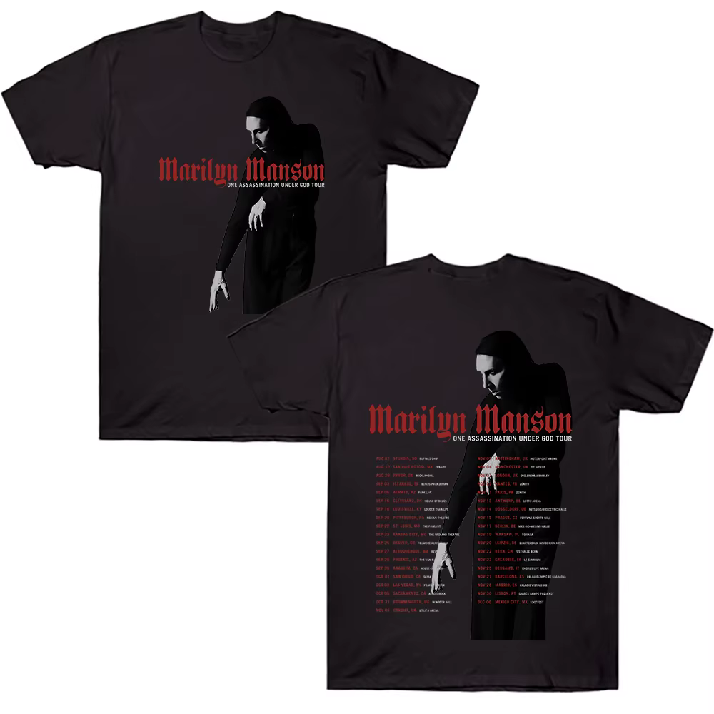 Marilyn Manson One Assassination sous Dieu Tour T-shirts 2025 nouveau surdimensionné haute rue à man
