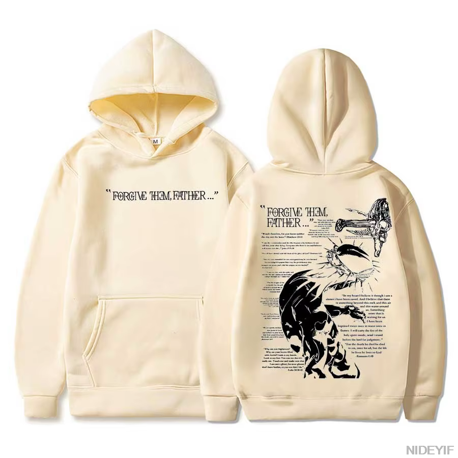 Christian Jesus Merch Forgive Them Father Bible Verse Hoodie Hommes Femmes Pull Hiphop Streetwear Ca