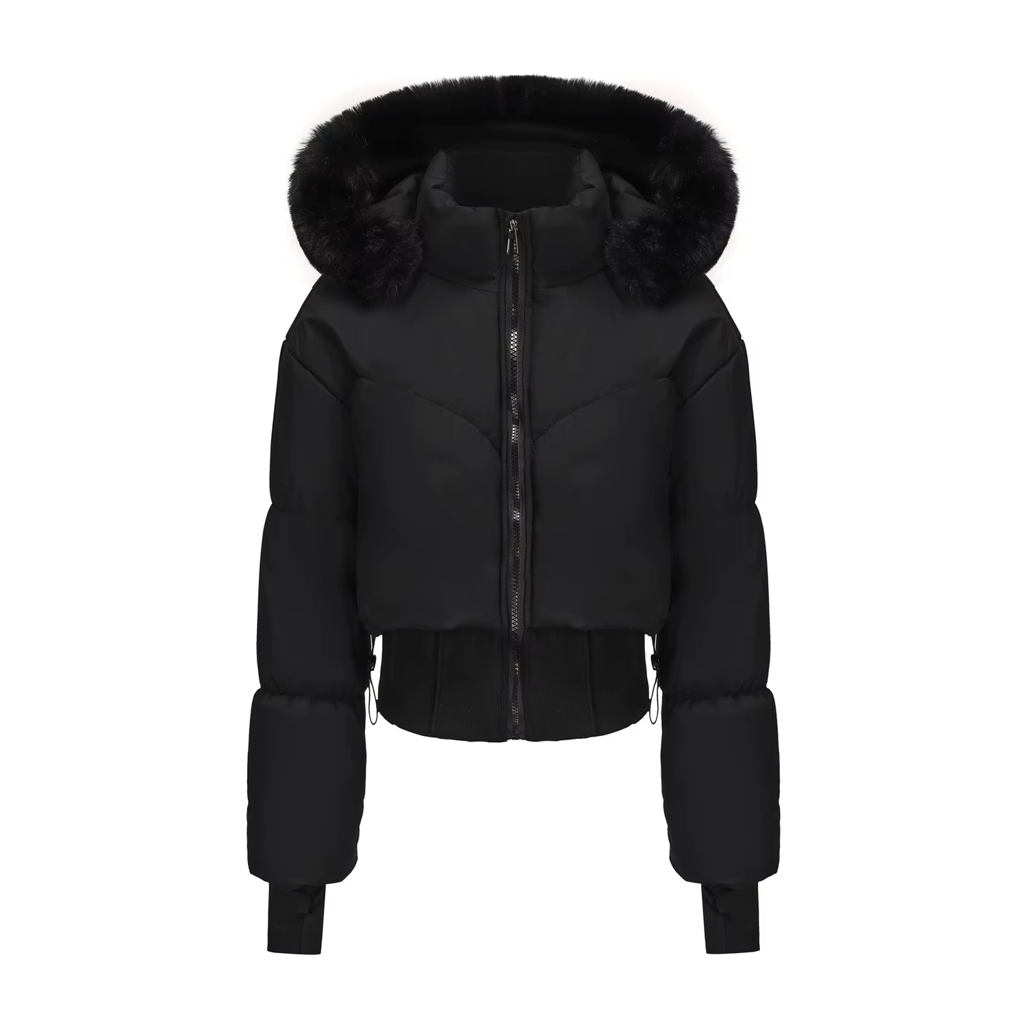 Blouson Bomber Femme 2026 à Capuche Court Veste d'Hiver Femme Vêtements Chauds et Tendance Café Noir