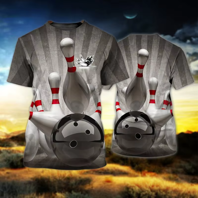 T-shirt à manches courtes pour hommes, motif de sport de Bowling, personnalisé, imprimé en 3D, mode 