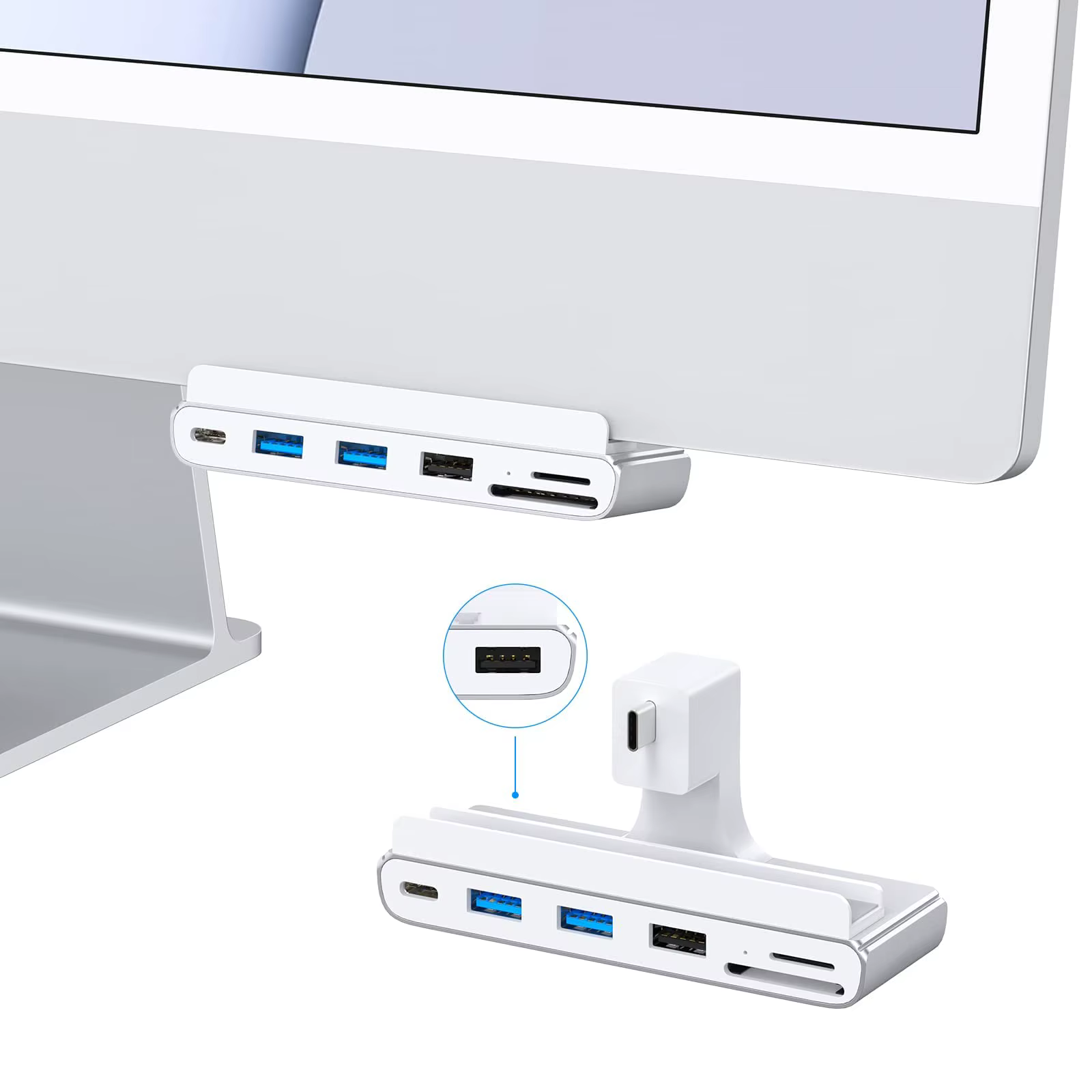 Hub USB c pour iMac 24 pouces, hub USB C 7 en 1, USB 3.0 5Gbps, lecteur de carte SD/TF, Station d'ac