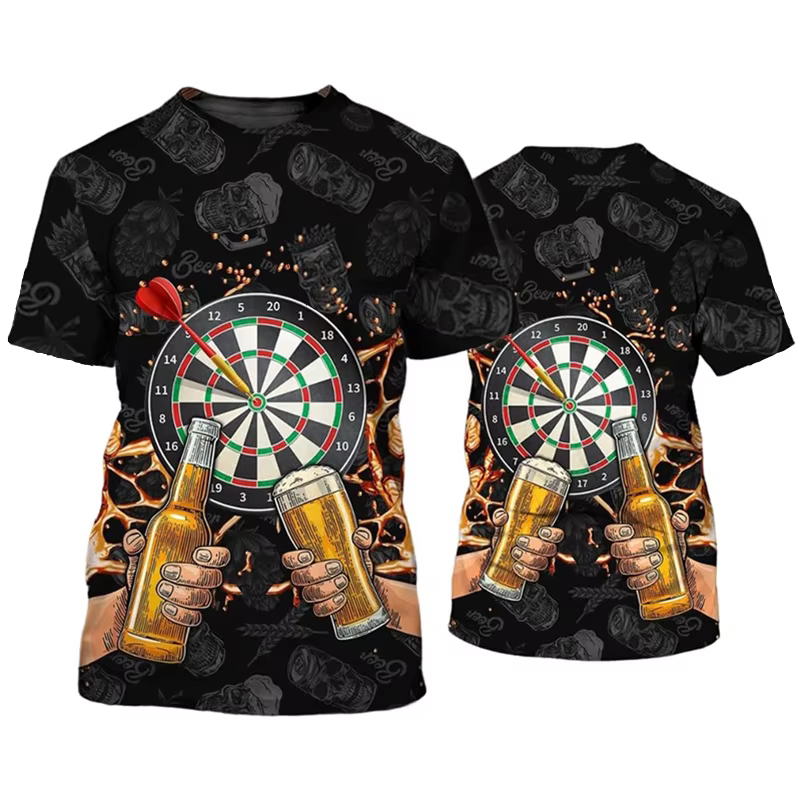 Conception Cool Dart League T-shirt pour hommes sport Gym T-shirt 3D fléchettes cadeau impression t-