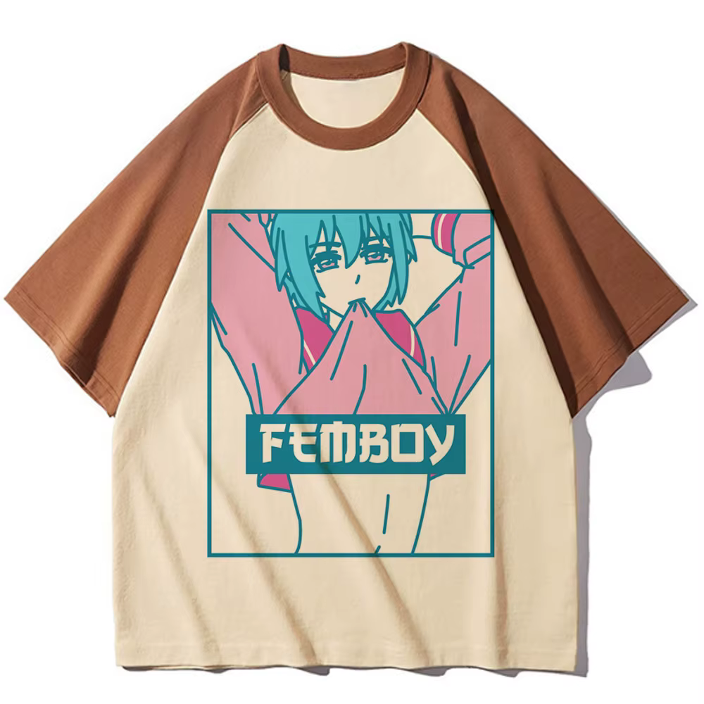 Femboy t-shirts femmes japonais graphique Y2K t-shirts fille bande dessinée vêtements