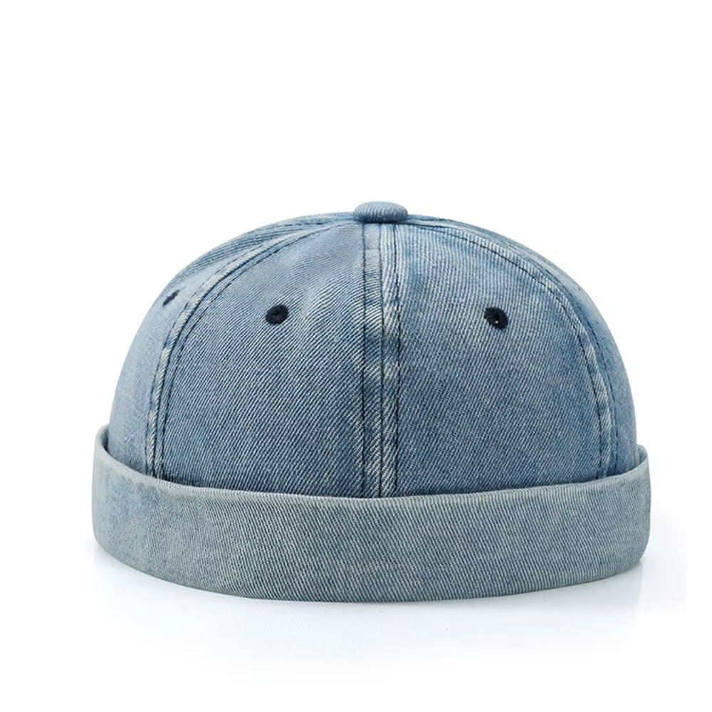 Casquette Docker en Denim sans bords, chapeau solide, couleur unie, casquette de marin, bonnet seau 