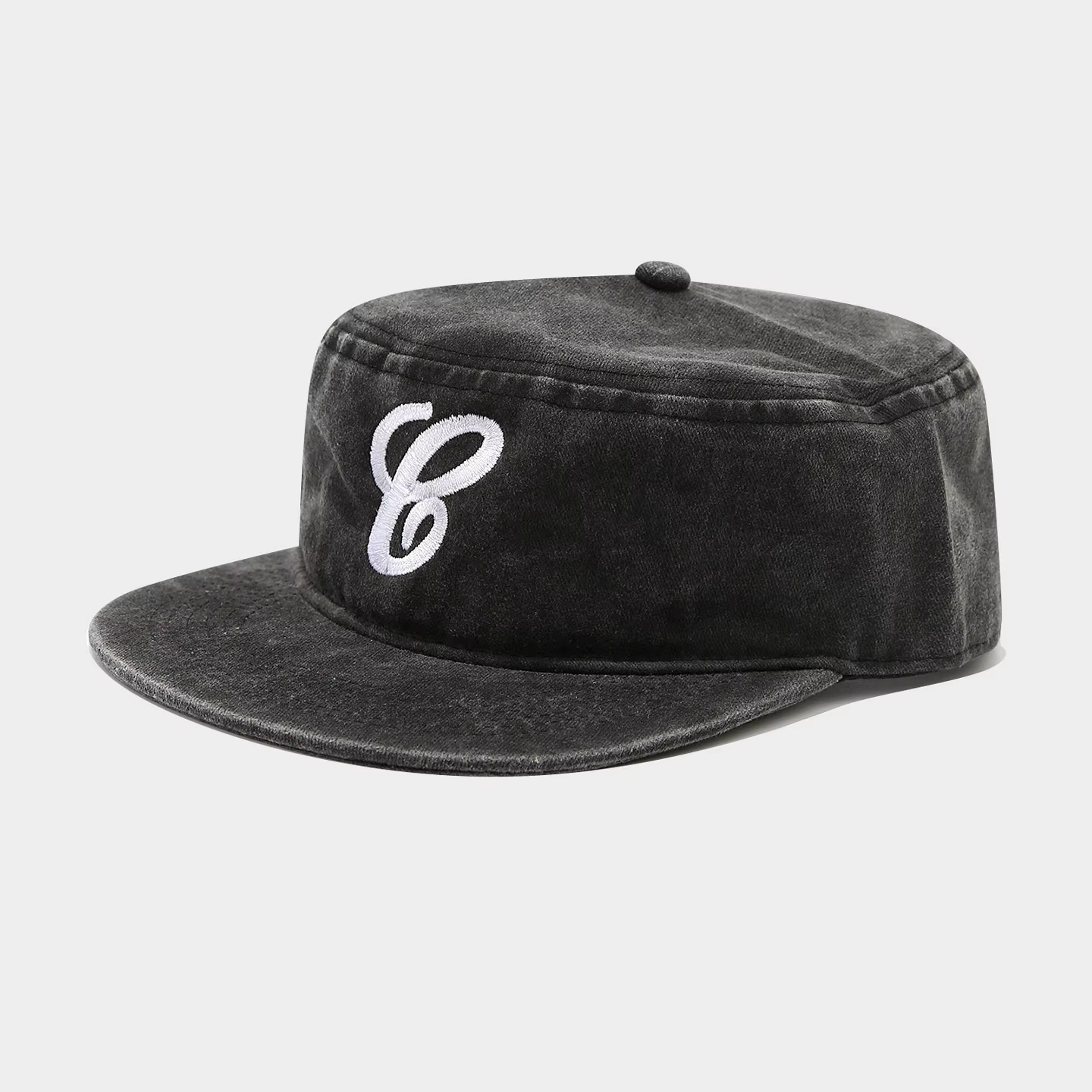 Casquette militaire à dessus plat brodée avec lettre C imprimée léopard, chapeau streetwear décontra