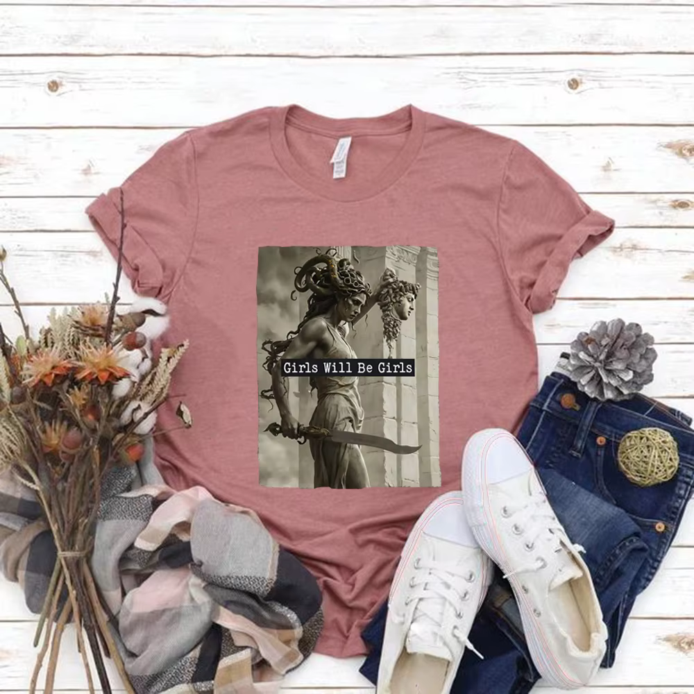 Vintage filles sera filles T-shirt chemise féministe femmes Empowerment T-shirt décontracté à manche
