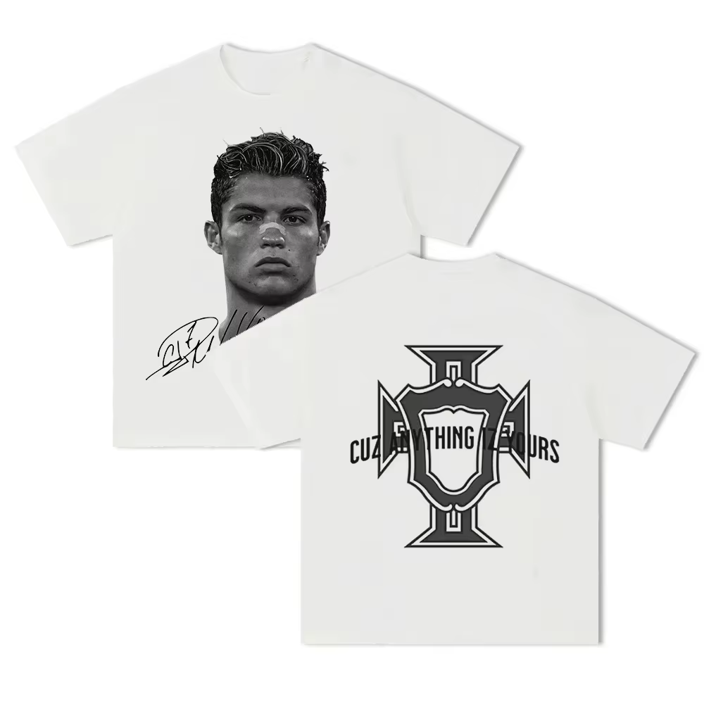T-shirt en coton à manches courtes imprimé super tendance Cristiano Ronaldo 2026, style américain, p