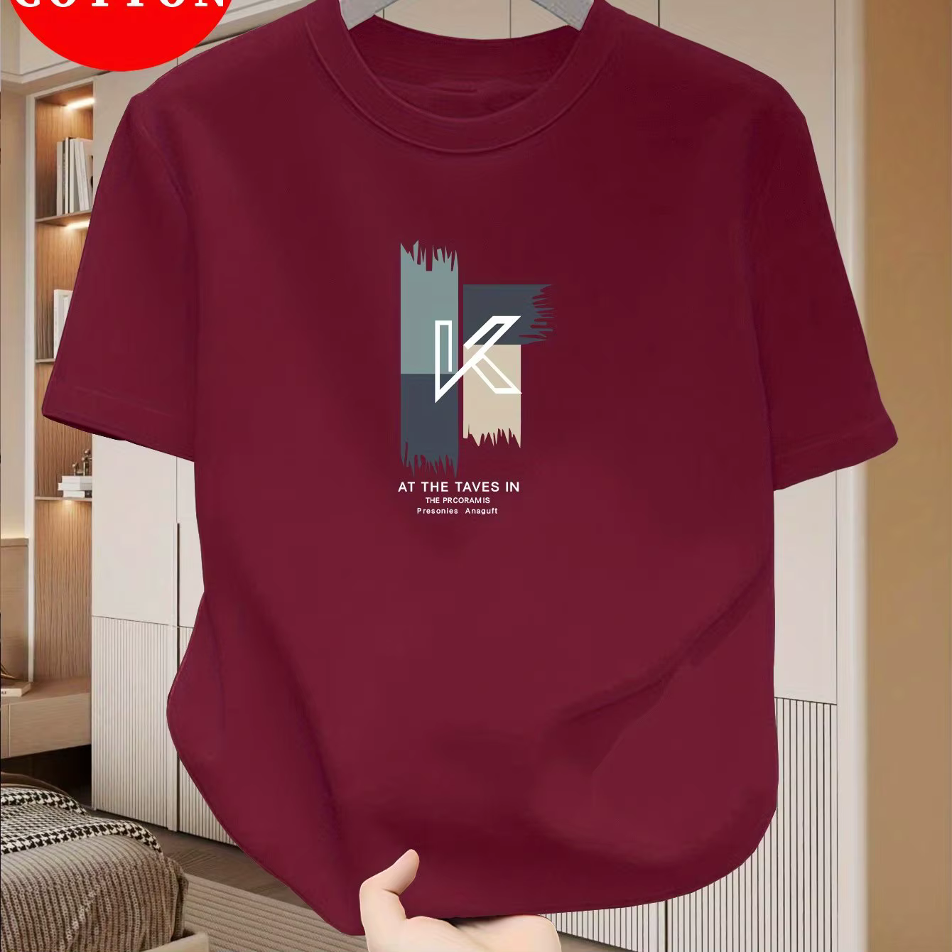 T-shirt à manches courtes pour homme 100% coton, col rond, respirant, absorbant la transpiration, do