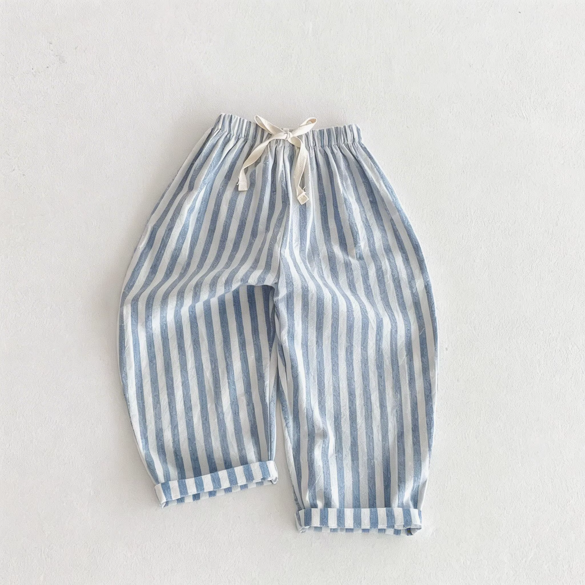 Pantalon Vintage à rayures en coton et lin pour garçons, Design de poche décontracté, taille élastiq