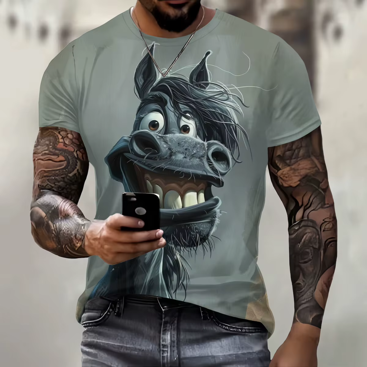 T-shirt amusant à imprimé animal 3D pour hommes, tendance streetwear, vêtements hip hop, t-shirt déc