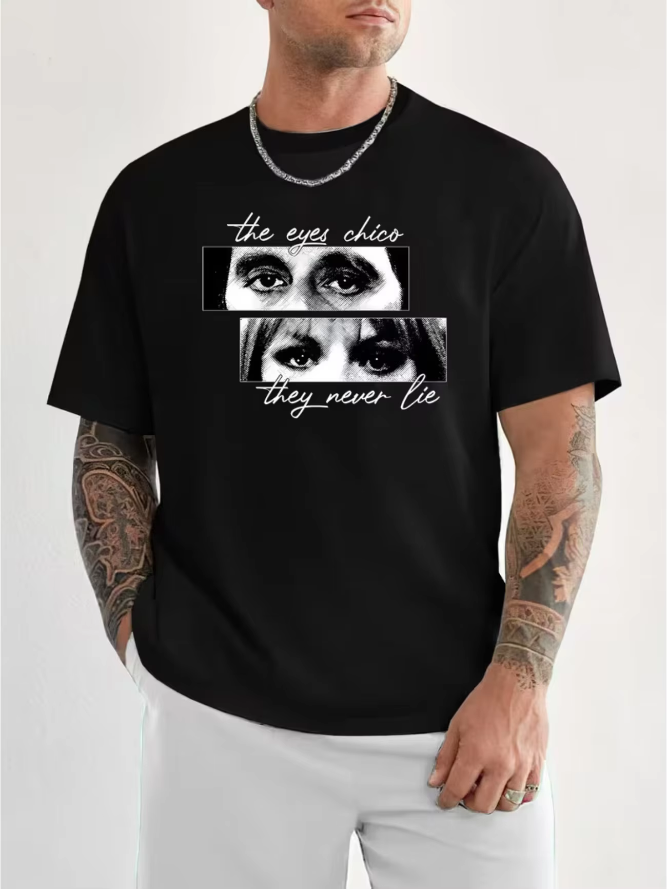 T-shirt en coton pour hommes et femmes, motif Scarface The Eyes Chico They Never Lie, coupe ample, s