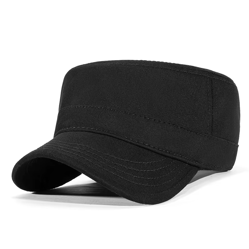 Chapeau de Baseball rétro pour hommes et femmes, casquette de cadet à dessus plat, noir uni, visière