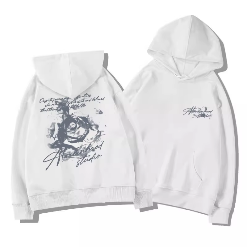 Rose fleur hommes sweat à capuche pour femme pull en plein air rue décontracté sport ample confort s