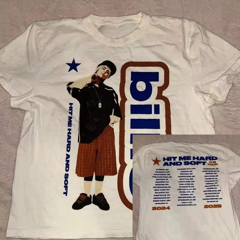 T-shirt imprimé motif étoile Billie Eilish – Collection Été 2026 – T-shirt ample rétro en coton pour