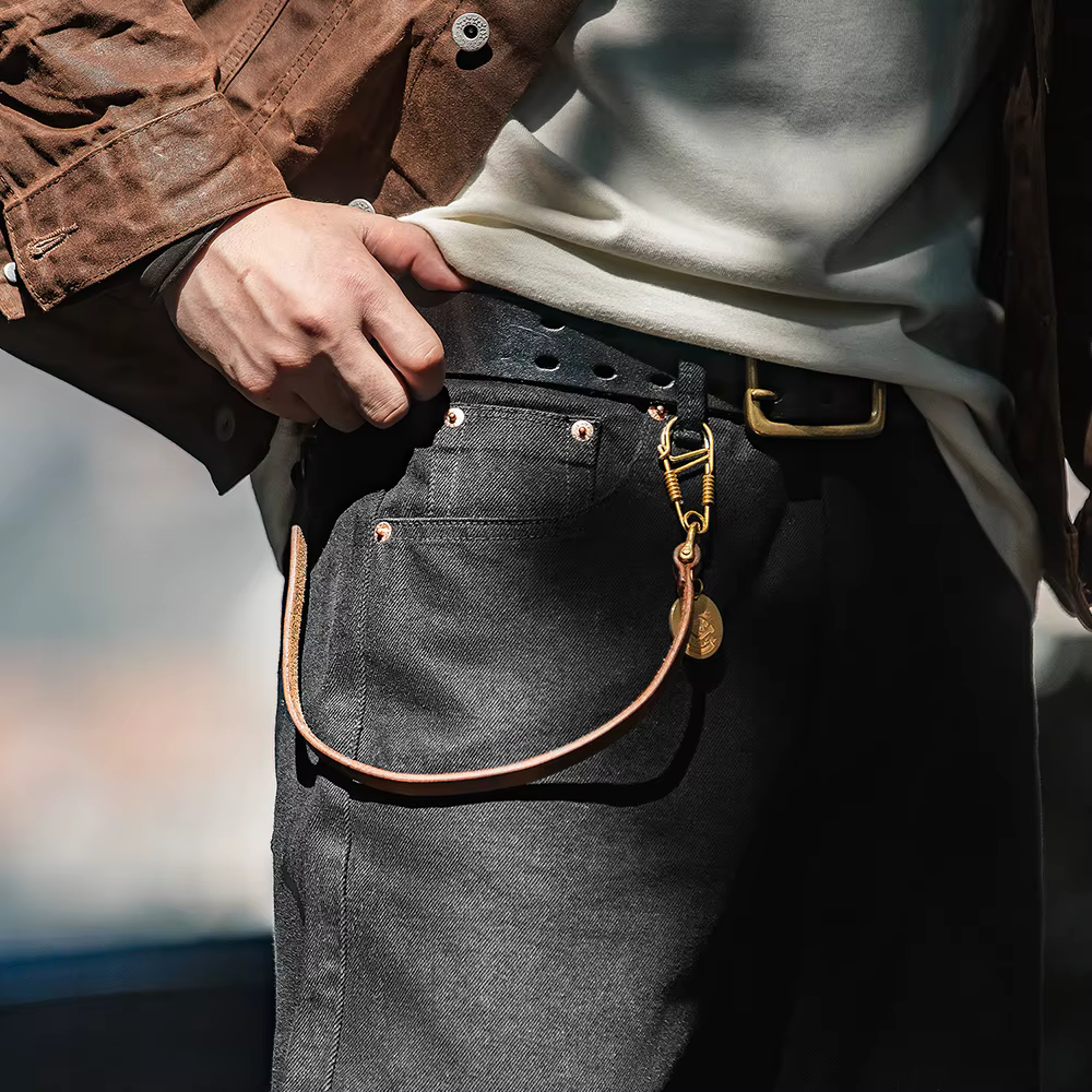 Maden-Jean Baggy en Denim pour Homme, Style Rétro Américain, Noir Pur, Mi-Audio, Délavé à l'Eau, Poc